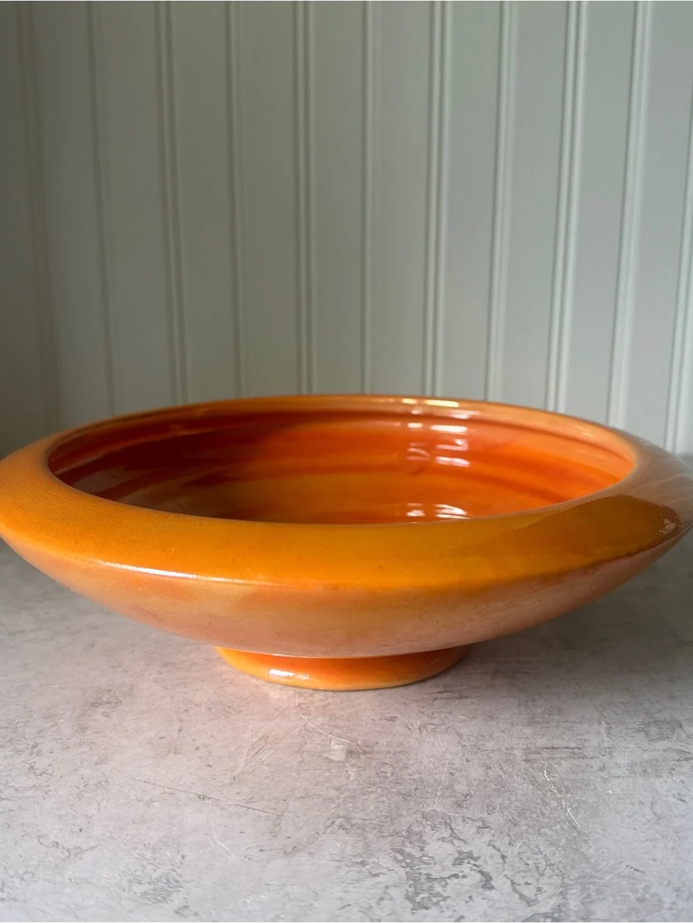 Weller Lustre Console Bowl Footed Centerpiece 9.5” Orange Luster Art Deco 1920’s